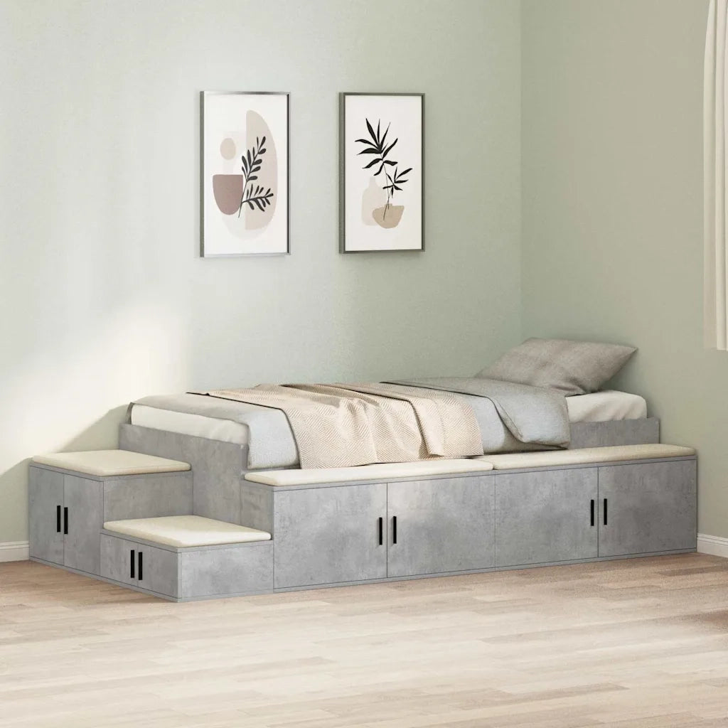 Struttura letto con contenitore Grigio cemento 75 cm 3335592