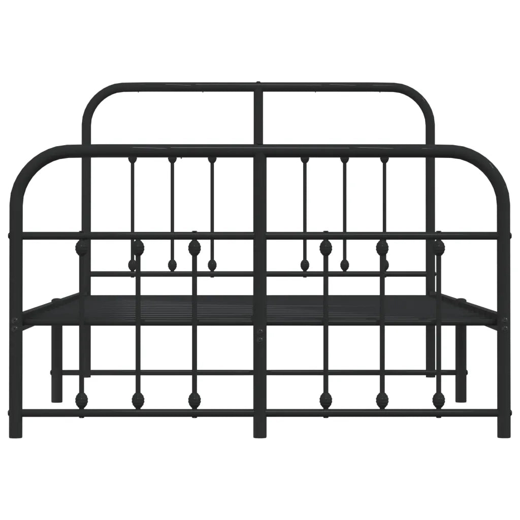 Giroletto con Testiera e Pediera-Struttura Letto Metallo Nero 120x200 cm 449616