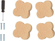 Set di maniglie a forma di quattro per linee di cassetto in legno - set da 4 - maniglie per aprire le porte - per uso in cucina, camera da letto e armadietto