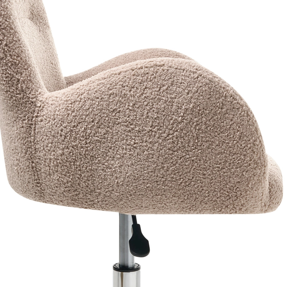 Sedia da ufficio girevole con altezza regolabile in tessuto boucle beige stile moderno retrò ufficio di casa