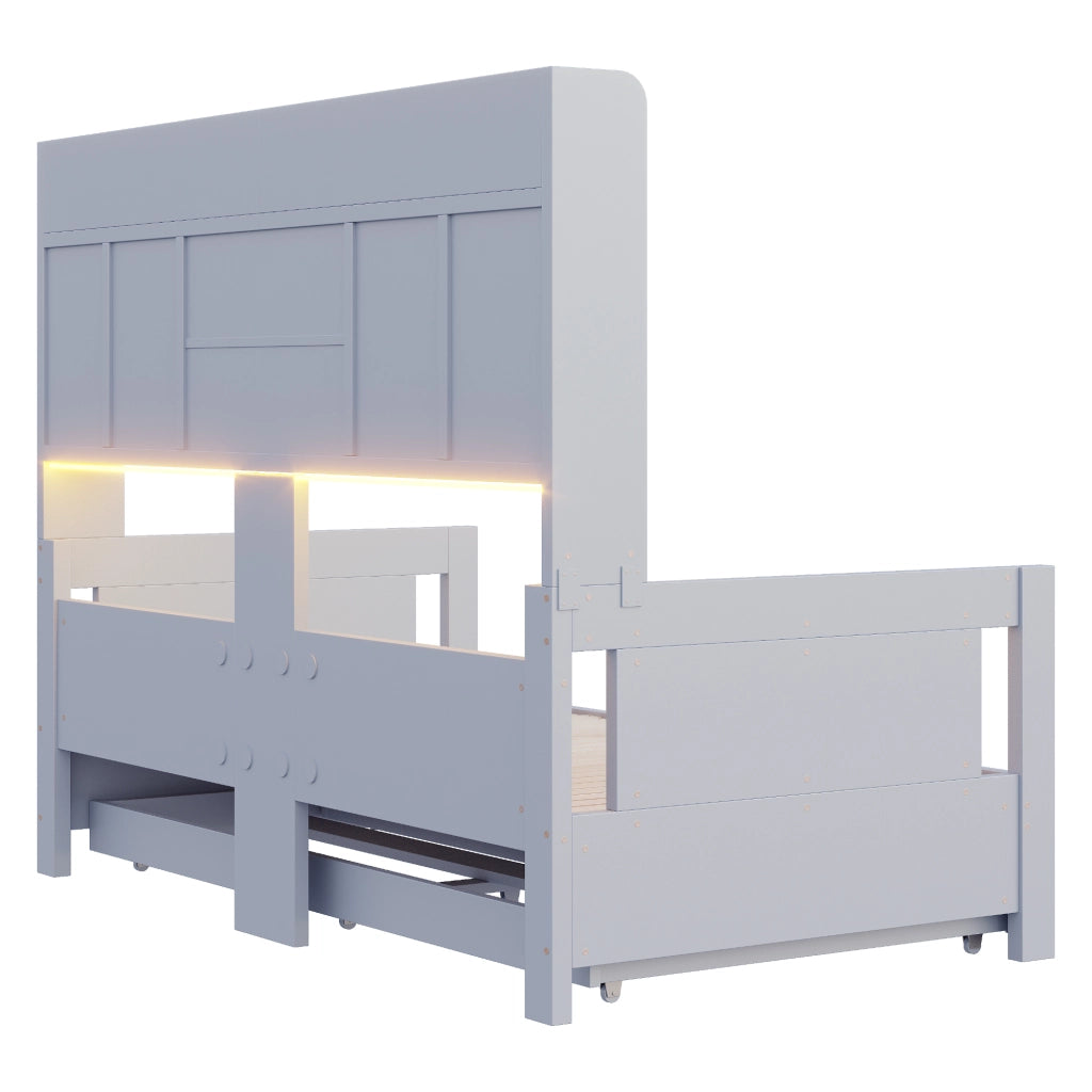 DIVANO LETTO Estraibile 90x190 cm Grigio in Legno