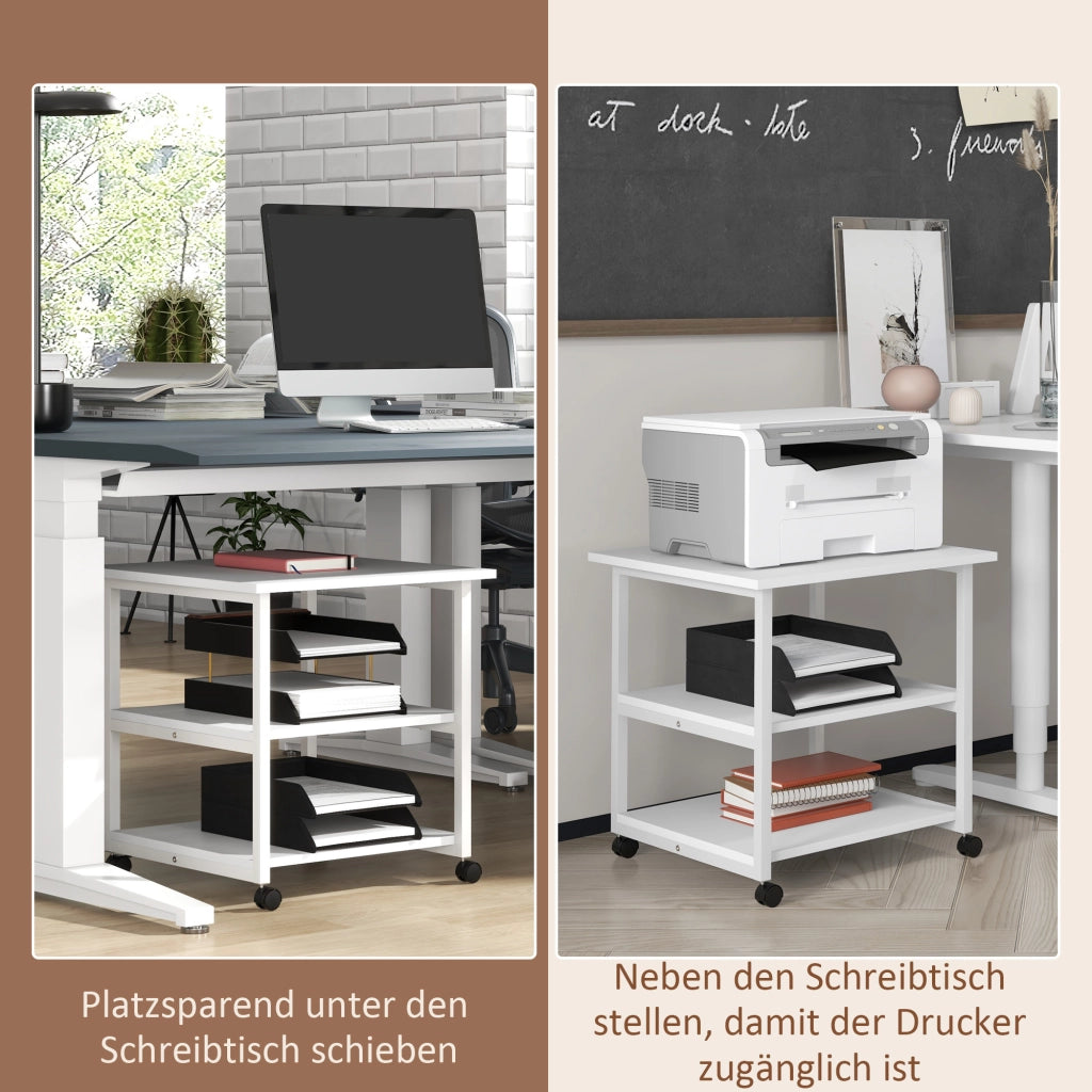 Scrivania per stampante con ruote ¨C Zephmum ¨C Grigio 50x50x52,5 cm