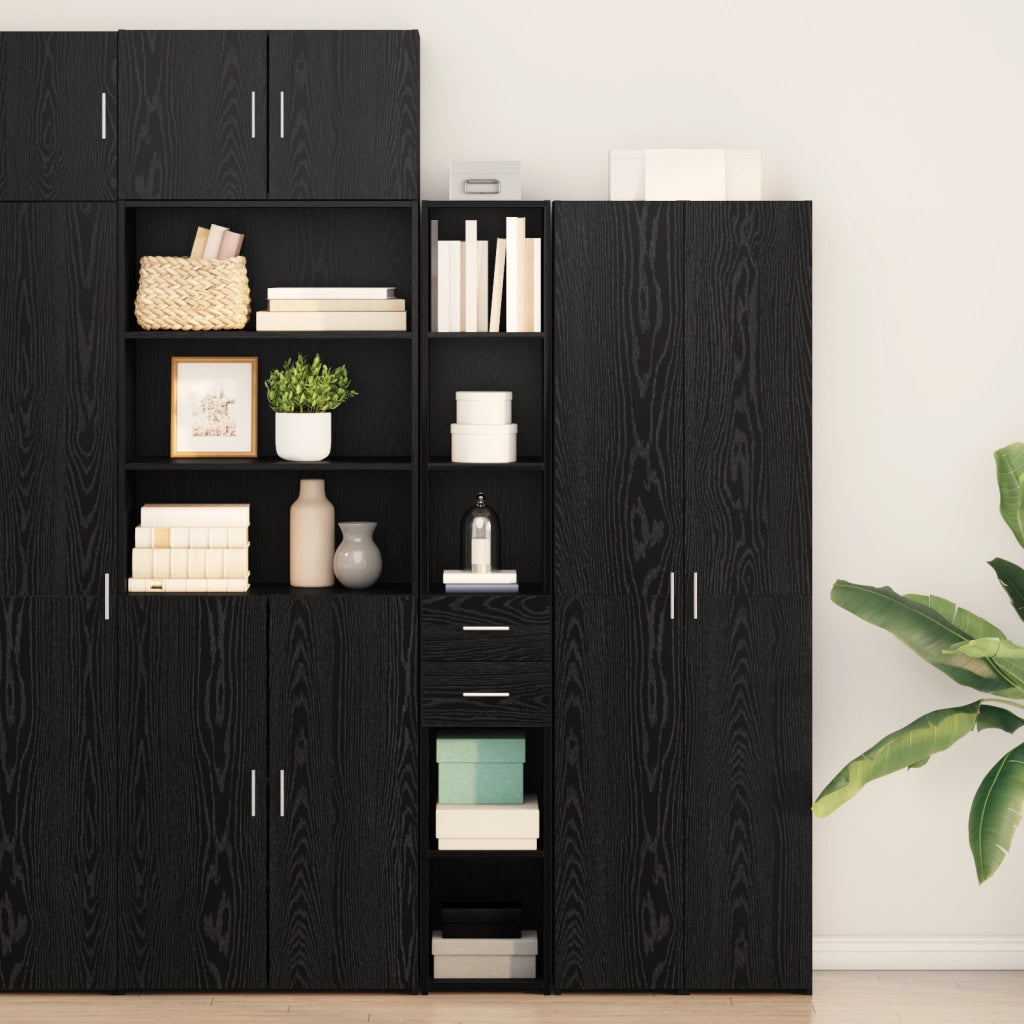 Highboard Nero Rovere 30x42,5x185 cm Legno Ingegnerizzato