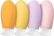 Set di flaconi di silicone riutilizzabili da 100 ml - confezione da 4 pezzi - contenitori da viaggio per shampoo e balsami - BPA-free - certificato TSA.