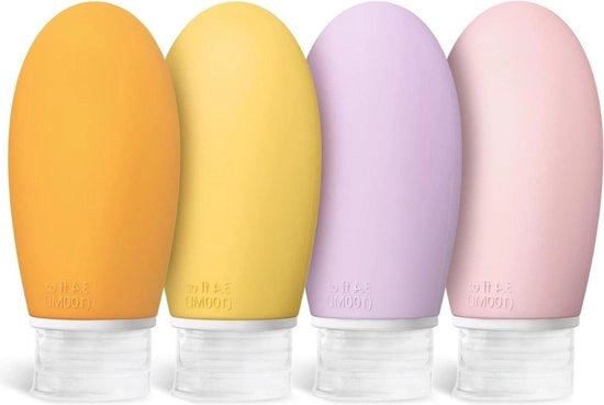Set di flaconi di silicone riutilizzabili da 100 ml - confezione da 4 pezzi - contenitori da viaggio per shampoo e balsami - BPA-free - certificato TSA.