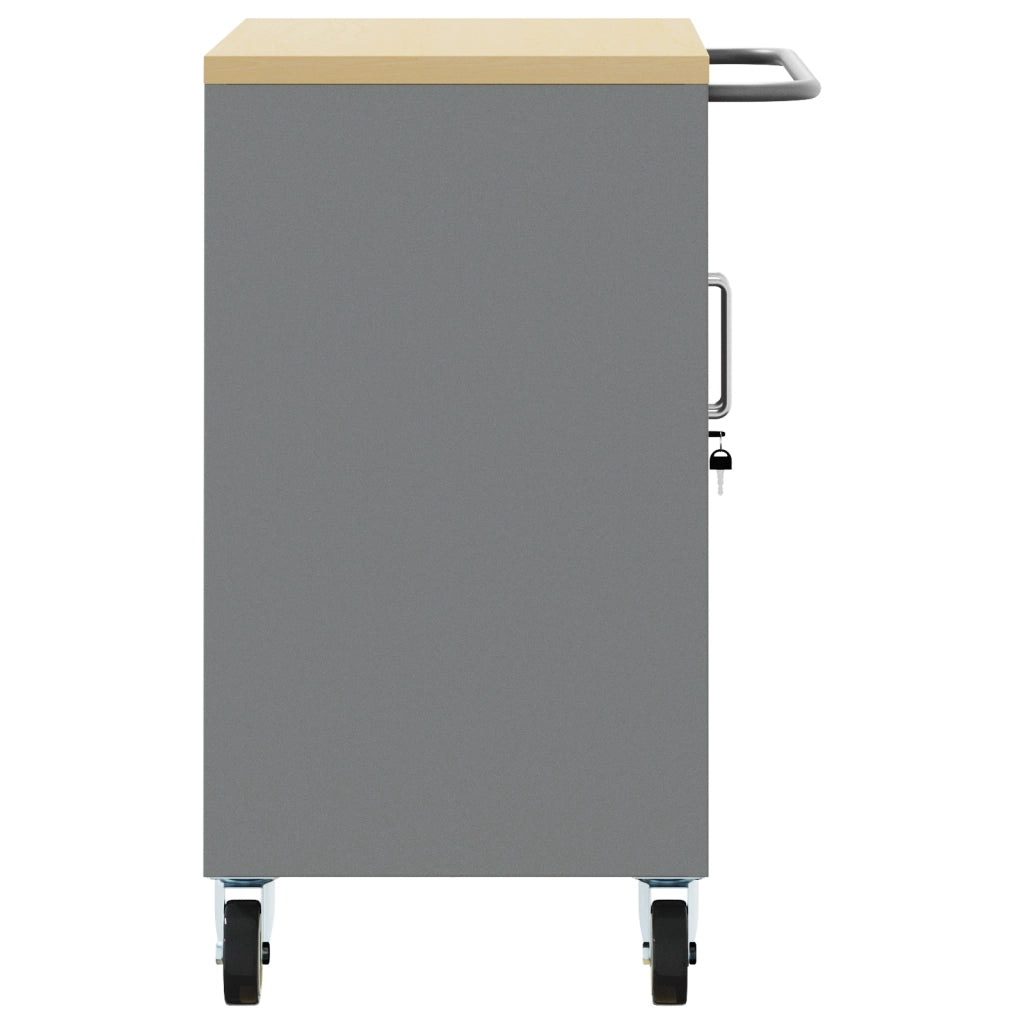 Armadio Portattrezzi  con Ruote e Chiusura Nero 75x45x85 cm Acciaio