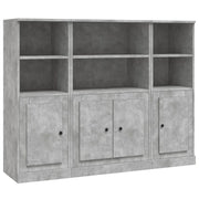 Credenze 3 pz | Madia | Buffet da pranzo | Armadio da pranzo Grigio Cemento in Legno Multistrato