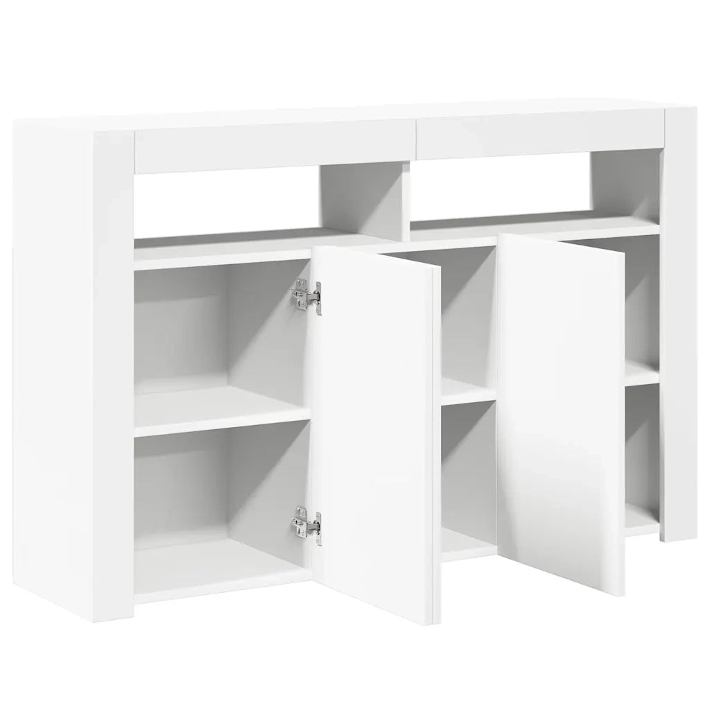 Credenza con Luci LED Bianca 115,5x30x75 cm 804337