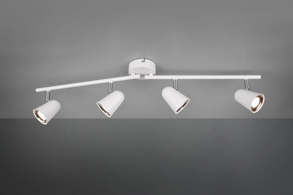TOULOUSE BARRA 4 SPOTS LED 14W 1600lm, 3000K BIANCO SATINATO CON BORDO CROMATO L. 78CM