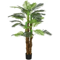 Palma Artificiale Verde da 160 cm in Vaso con 36 Foglie, in PE e Cemento per Interno ed Esterno