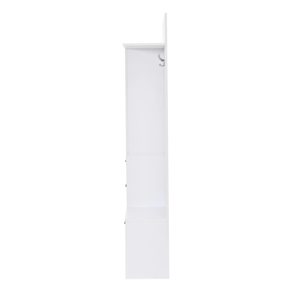 Mobile Ingresso con Specchio e Scarpiera a Ribalta 90x30x180 cm Bianco MDF