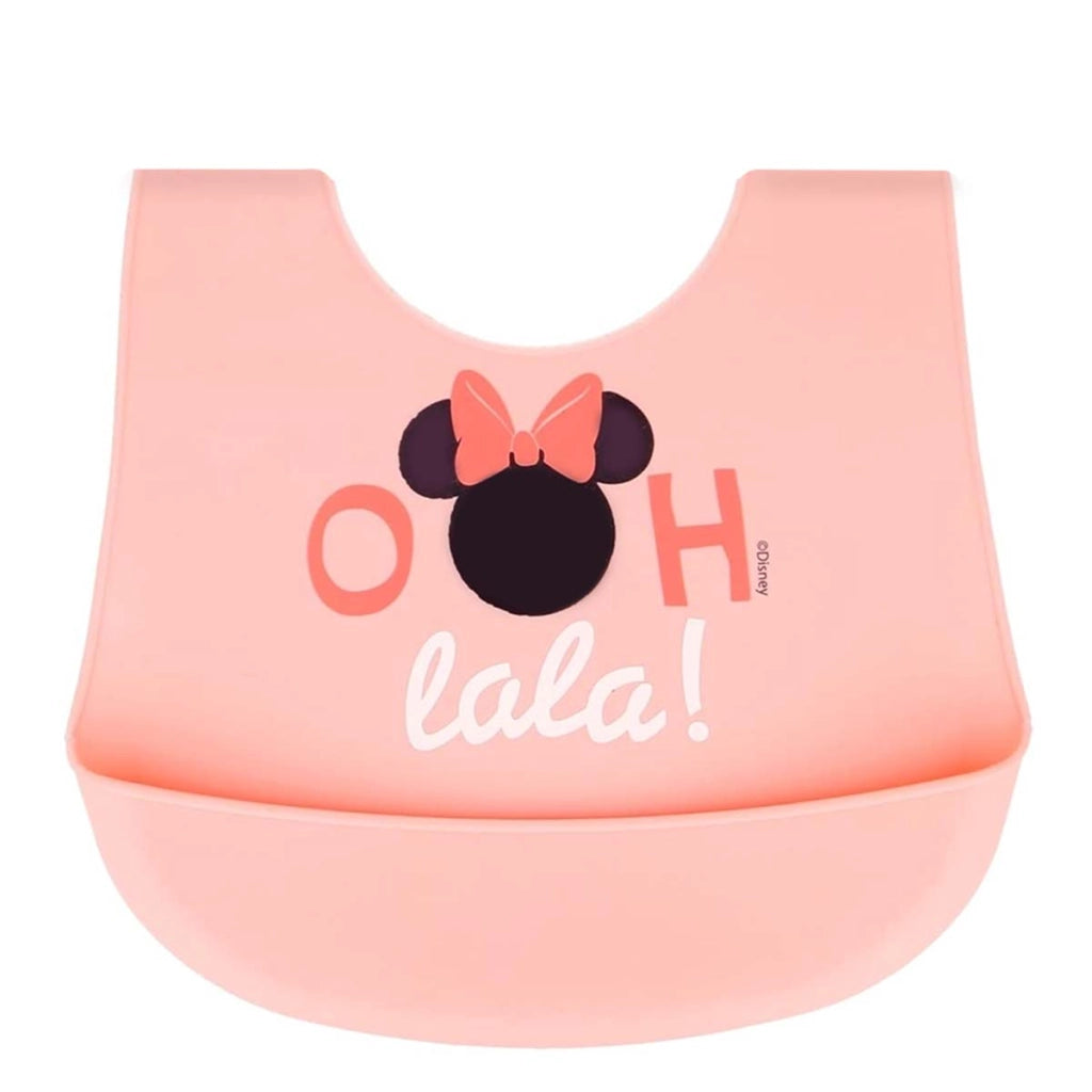 Bavaglino per neonati con chiusura regolabile e tasca raccogli-briciole Rosa Minnie Mouse