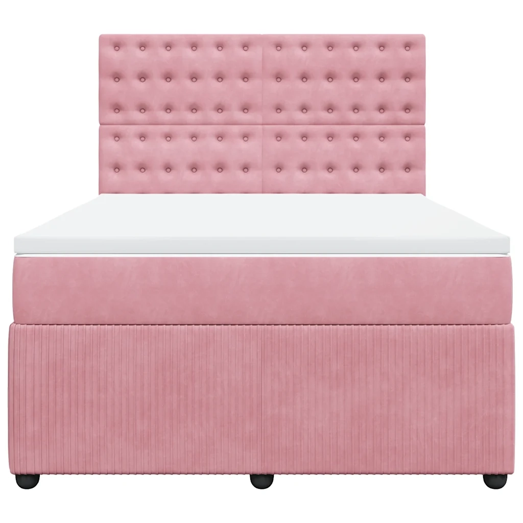 Giroletto a Molle con Materasso Rosa 160x200 cm in Velluto