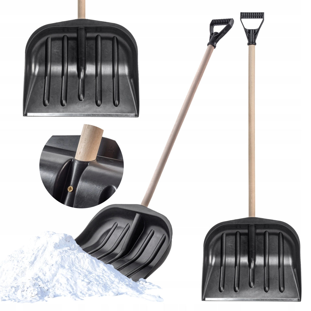 Set pala da neve KADAX con ruote e manico in legno