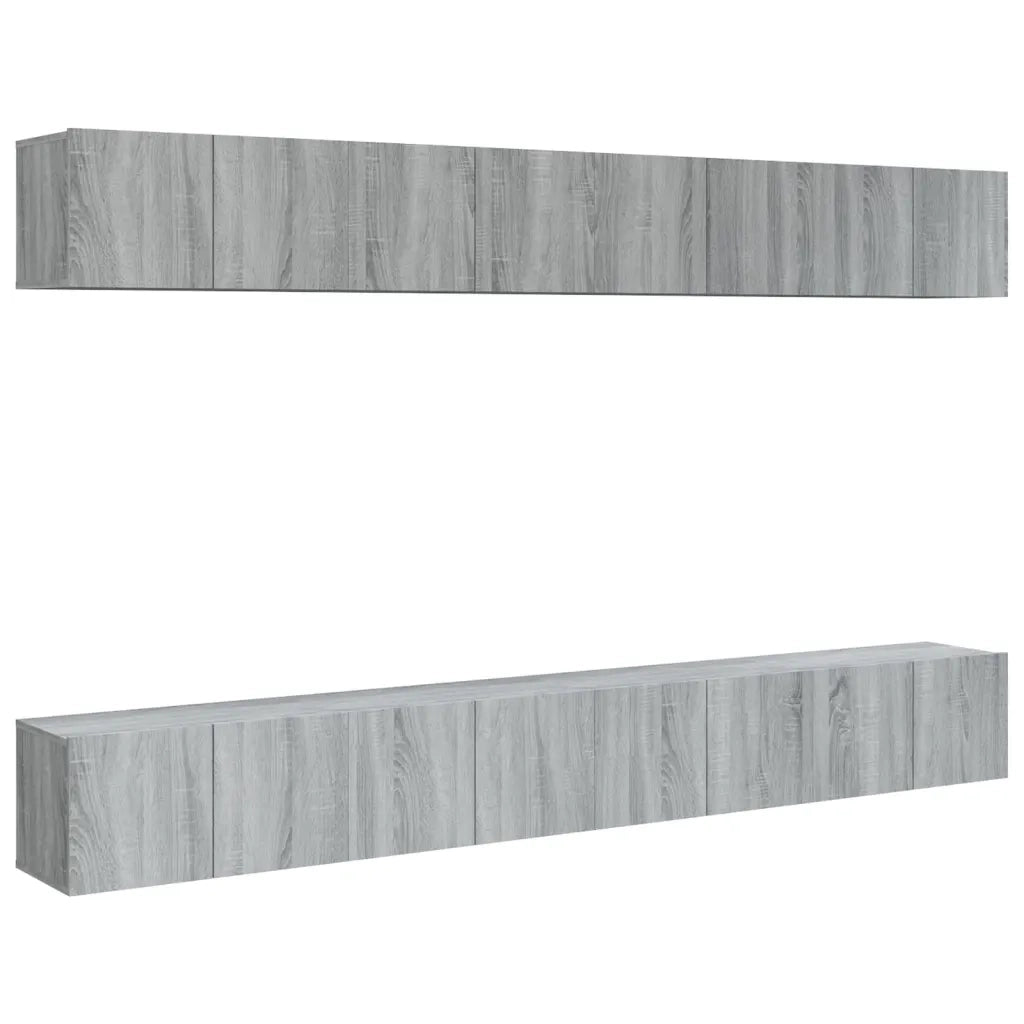 Mobili Porta TV 8pz-Set di 8 Credenza per TV Grigio Sonoma 60x30x30 cm Legno Multistrato