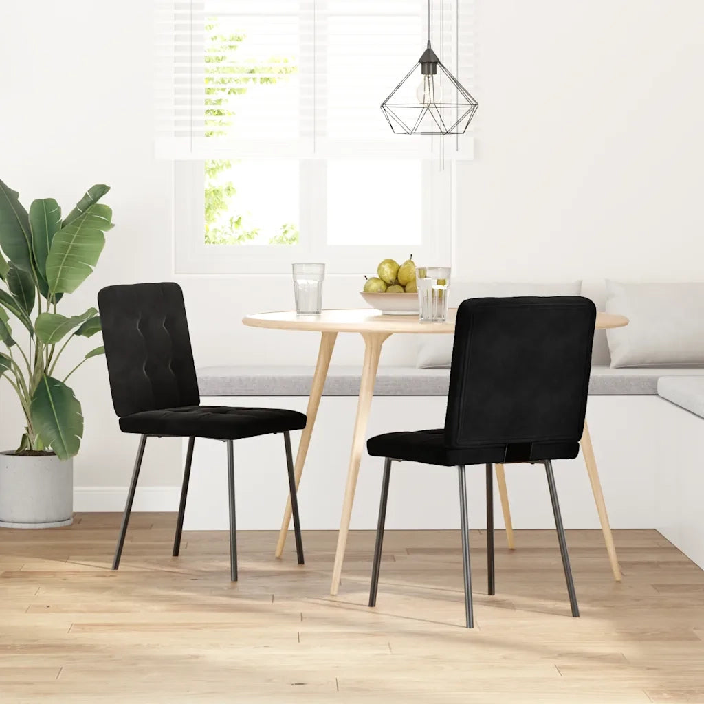 Sedie da Pranzo 2 pz | Sedie da cucina Nere in Velluto