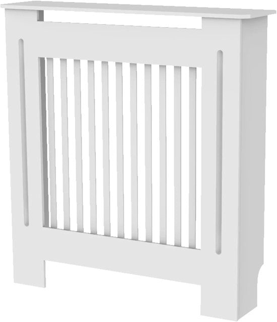 Riduttore di riscaldamento - Riduzione di riscaldamento - Ombouw di riscaldamento - Lamiere verticali - Esecuzione in MDF stabile - Bianco - 92,2x78x19 cm