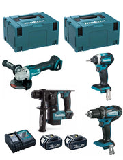 MAKITA Kit 18V MSL4P2 (DHR171 + DGA504 + DDF482 + DTD154 + 2 x 5,0 Ah + DC18RC + 2 x MAKPAC 3)