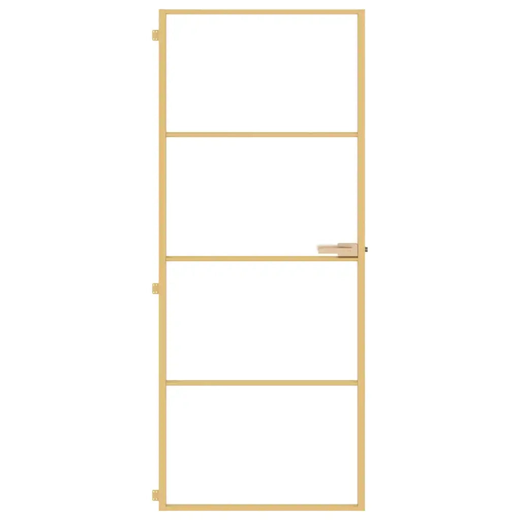 Porta Interni Sottile Oro 83x201,5cm Vetro Temperato Alluminio 155137