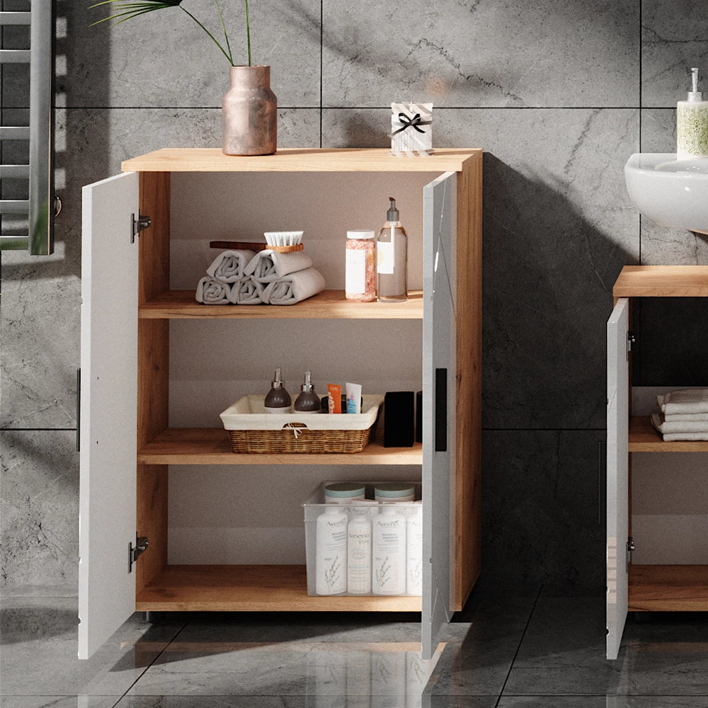 Vicco Mobiletto bagno Rovere Goldkraft/bianco lucido 60 x 81 cm