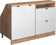 Set di mobili sottotetto Rion, Ondulazione bianca, 120 cm Set di 2 carcasse armadio profondità 60 cm, adatto per il salvaspazio sotto tetti spioventi