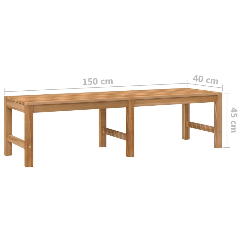 Panca da giardino mobili da esterno per patio terrazza 150 x 40 x 45 cm legno massello di teak 02_0011250