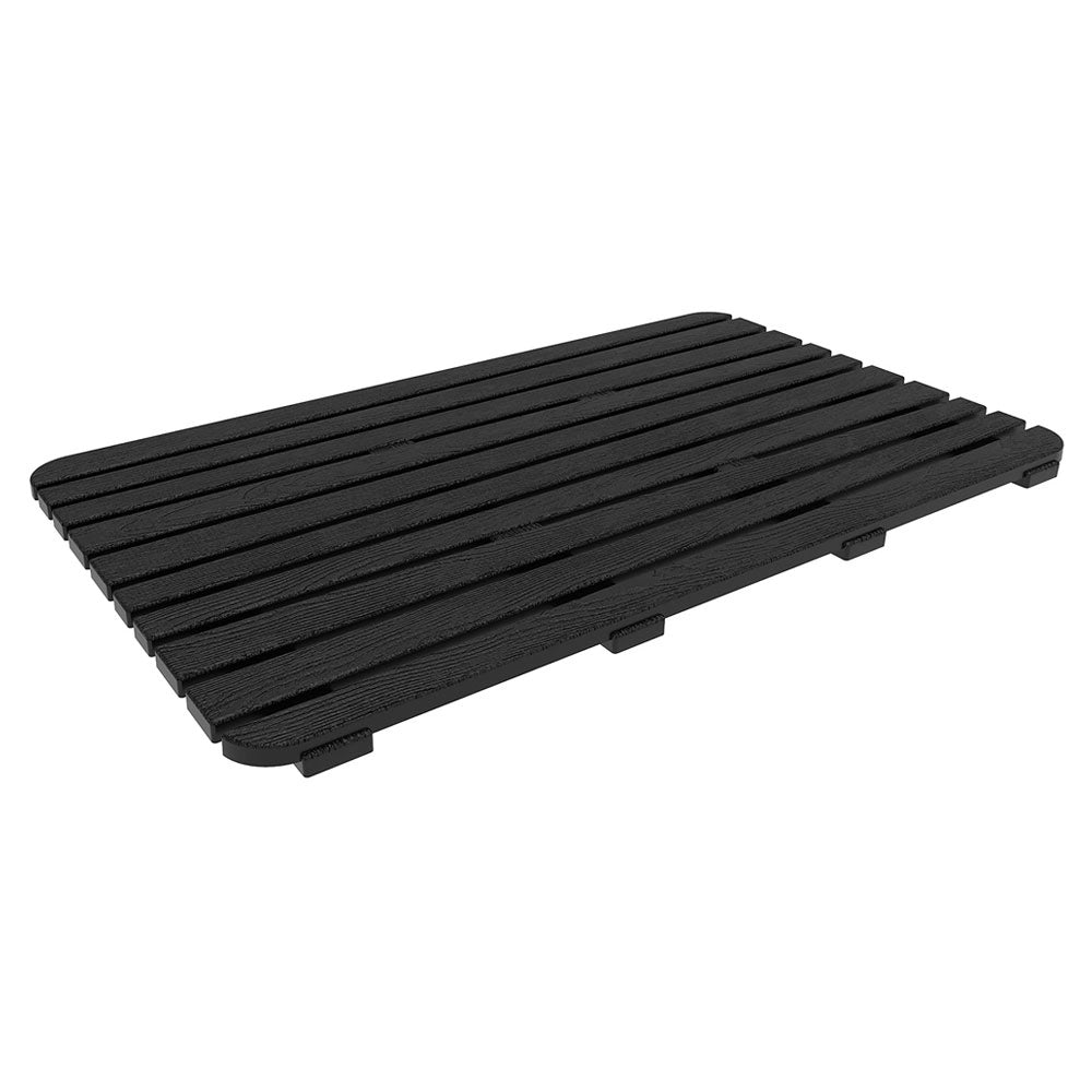 Pedana Antiscivolo Doccia 80x50 cm Doghe Plastica Woody Colore: Nero