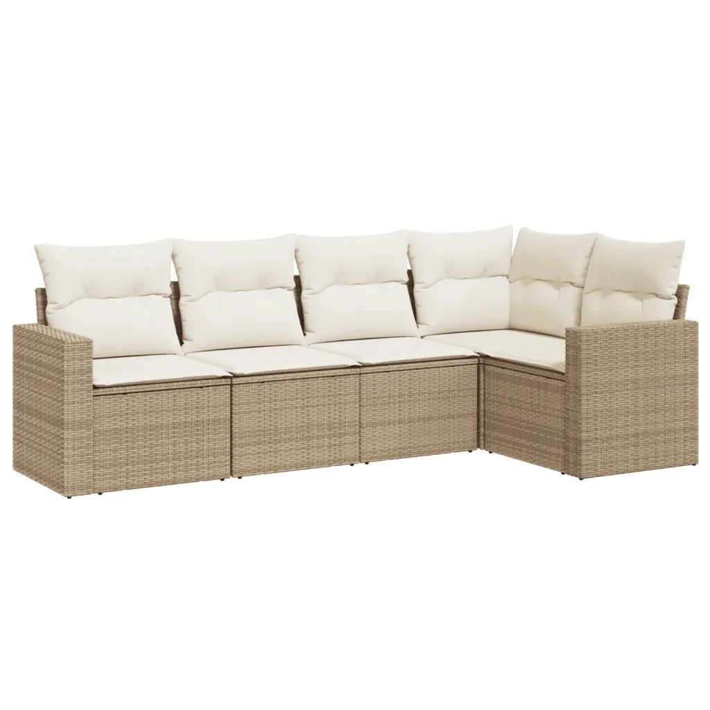 Set Divano da Giardino 5 pz con Cuscini Beige in Polyrattan 3251265