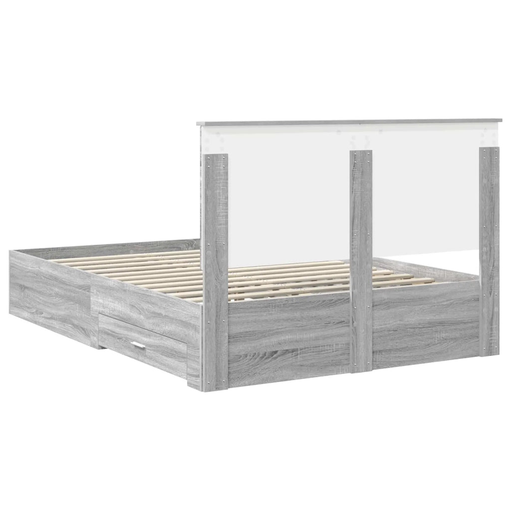 Struttura del letto con testiera Grigio Sonoma 140 x 190 cm