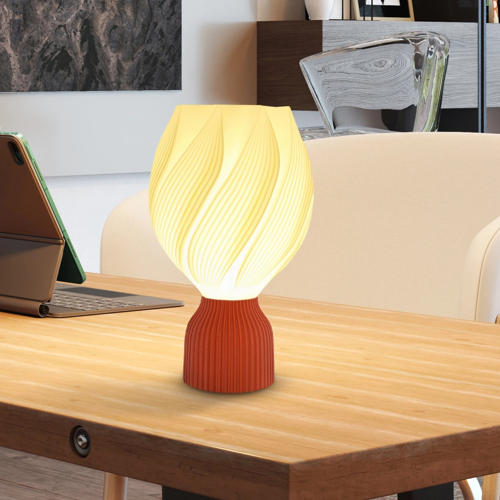 Tavolino LED 3D con design petali ¨C zephmum ¨C bianco e terracotta ?16,5x28 cm