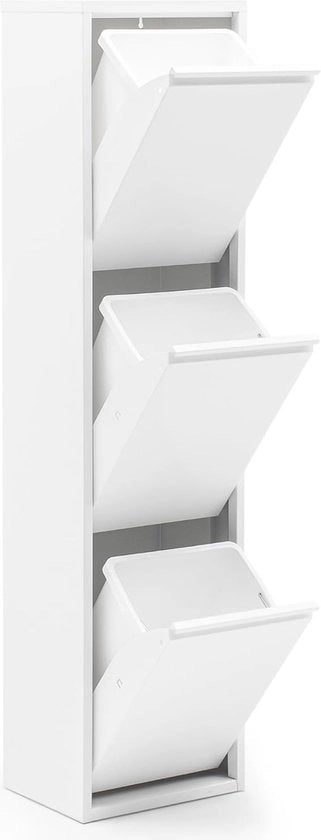 Contenitore per Rifiuti per Cucina e Casa | Resistenza ai Macchiamenti | Sistema di Separazione dei Rifiuti 3x 15L | Montaggio a Parete