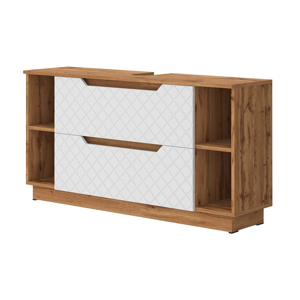 Vicco Mobile sottolavabo per bagno Rovere/bianco con struttura in piastrelle 119.2 x 62.5 cm con 2 cassetti