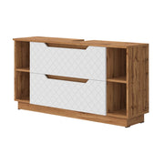 Vicco Mobile sottolavabo per bagno Rovere/bianco con struttura in piastrelle 119.2 x 62.5 cm con 2 cassetti