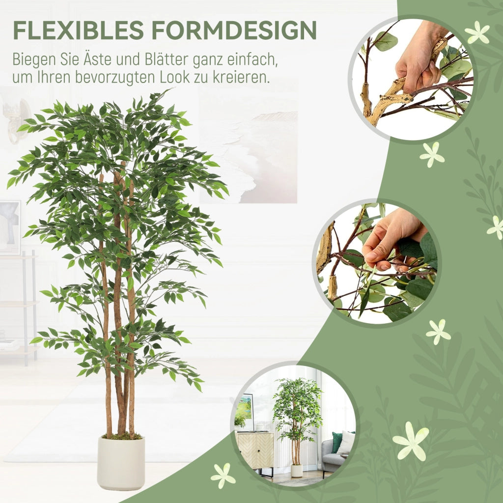 Pianta artificiale Banyan con tronco in legno massello ¨C Minimal ¨C 75x75x180 cm Verde