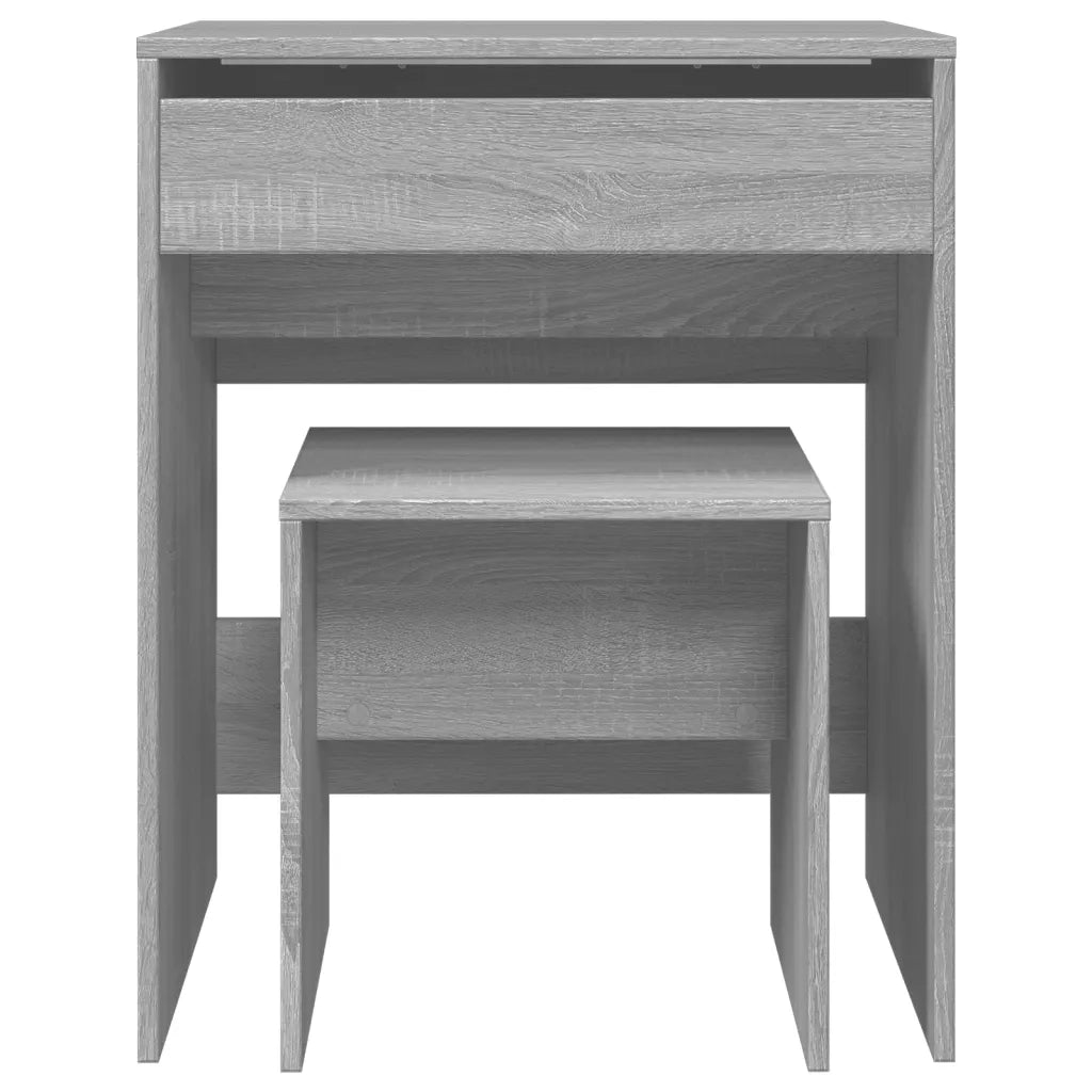 vidaXL Toeletta e Sgabello Grigio Sonoma 60x40x113,5 cm