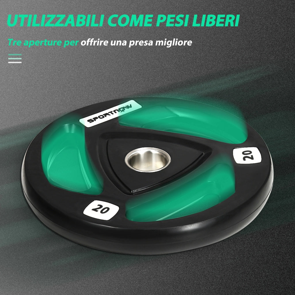 Dischi Pesi da Bilanciere 20kg ¨C Zephmum ¨C Acciaio con Rivestimento in Gomma