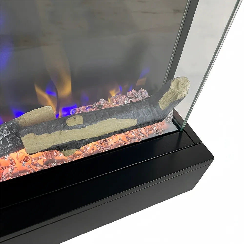 Tempo Style - Caminetto elettrico CALLIOPE Nero con cornice in legno MDF effetto fuoco reale 750 - 1.500 W
