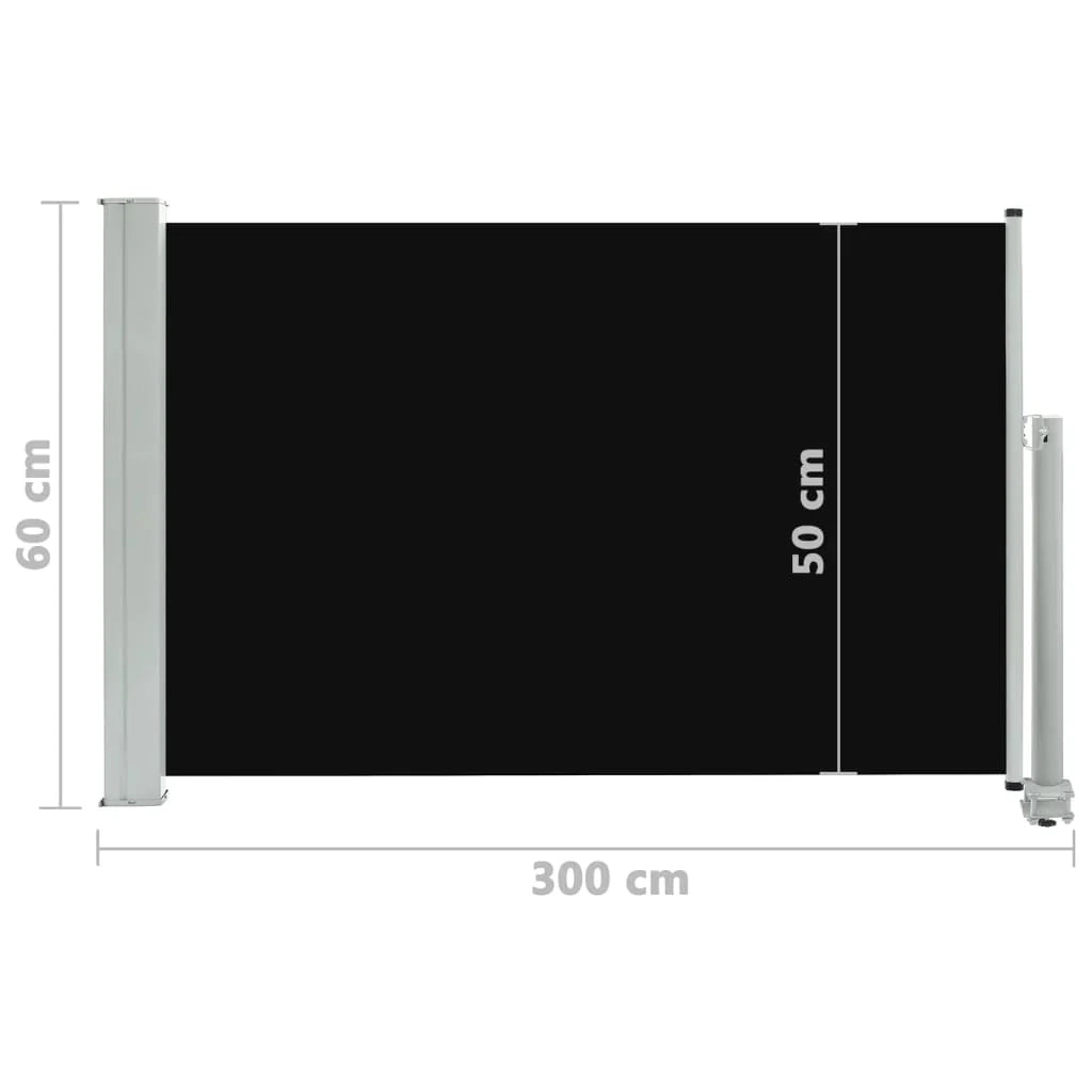 Tenda da sole laterale retrattile/schermo protettivo per patio giardino terrazza balcone 60 x 300 cm nero 02_0007392
