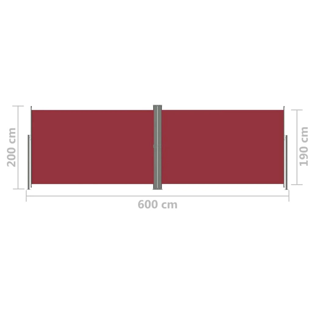 Tenda da sole laterale retrattile/schermo privacy per patio giardino terrazza balcone 200 x 600 cm rosso 02_0007472