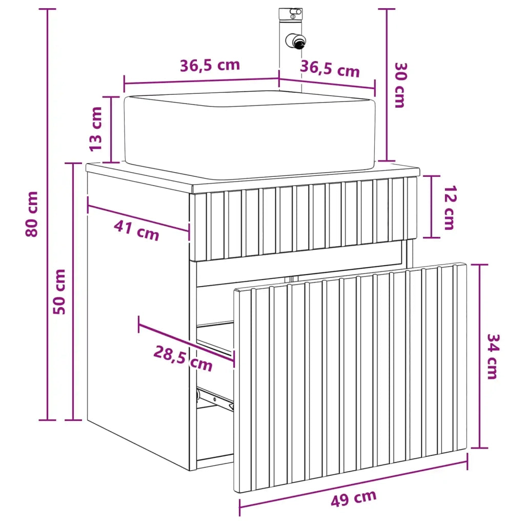 Mobile lavabo da parete Bianco Lucido 49 x 41 x 63 cm 890566