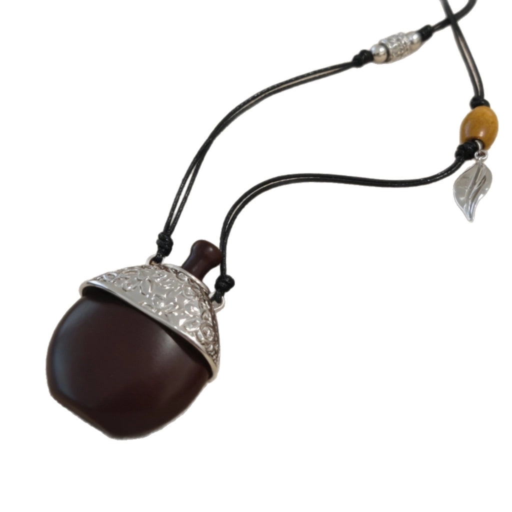 Collana lunga, elegante, sofisticata, di lusso leggero, con pendente in legno, catena da maglione retr¨° autunno/inverno
