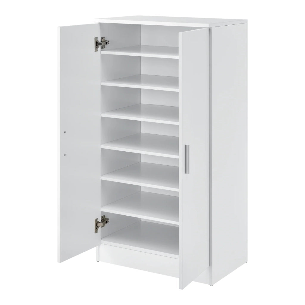 Scarpiera con 2 ante e 7 ripiani portaoggetti 108 x 55 x 35 cm MDF effetto bianco 03_0002837