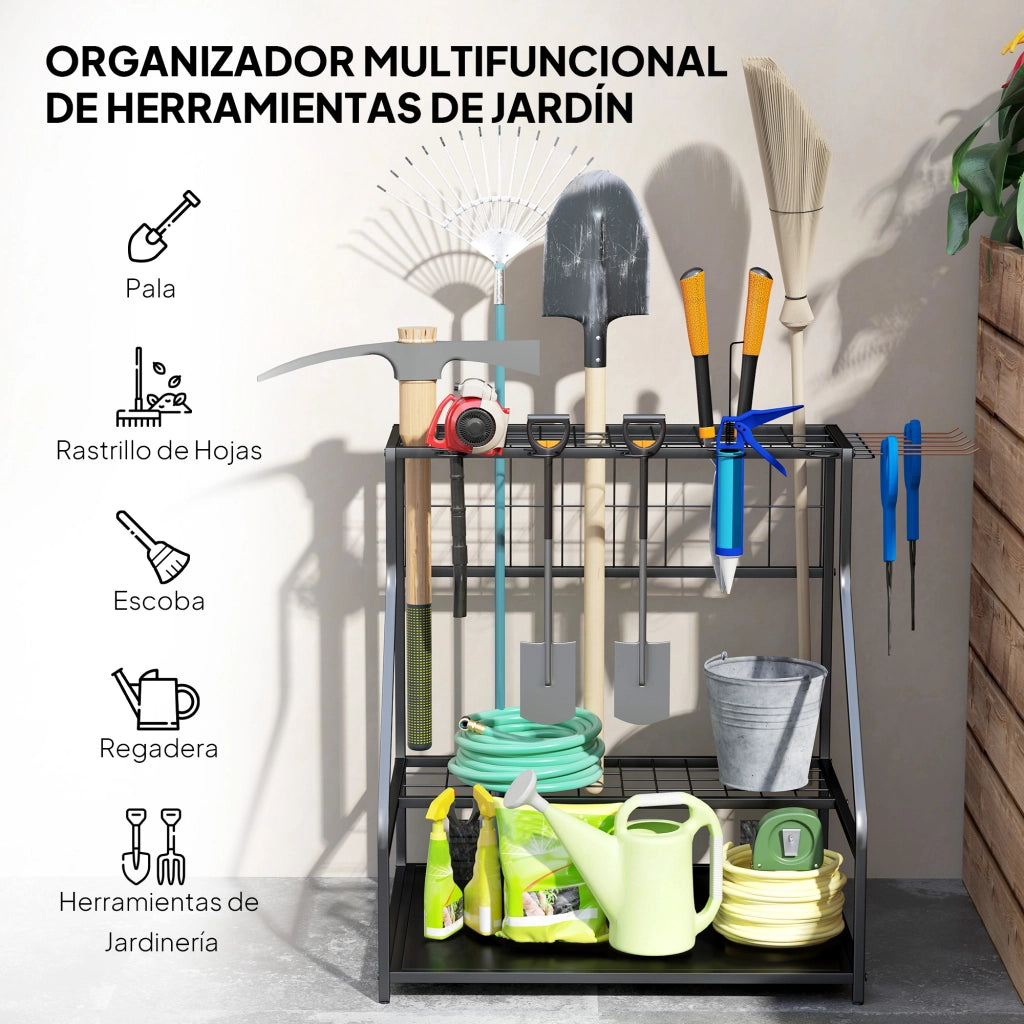 Organizer per Attrezzi da Giardino ¨C Zephmum ¨C Grigio 3 Livelli con Ganchi