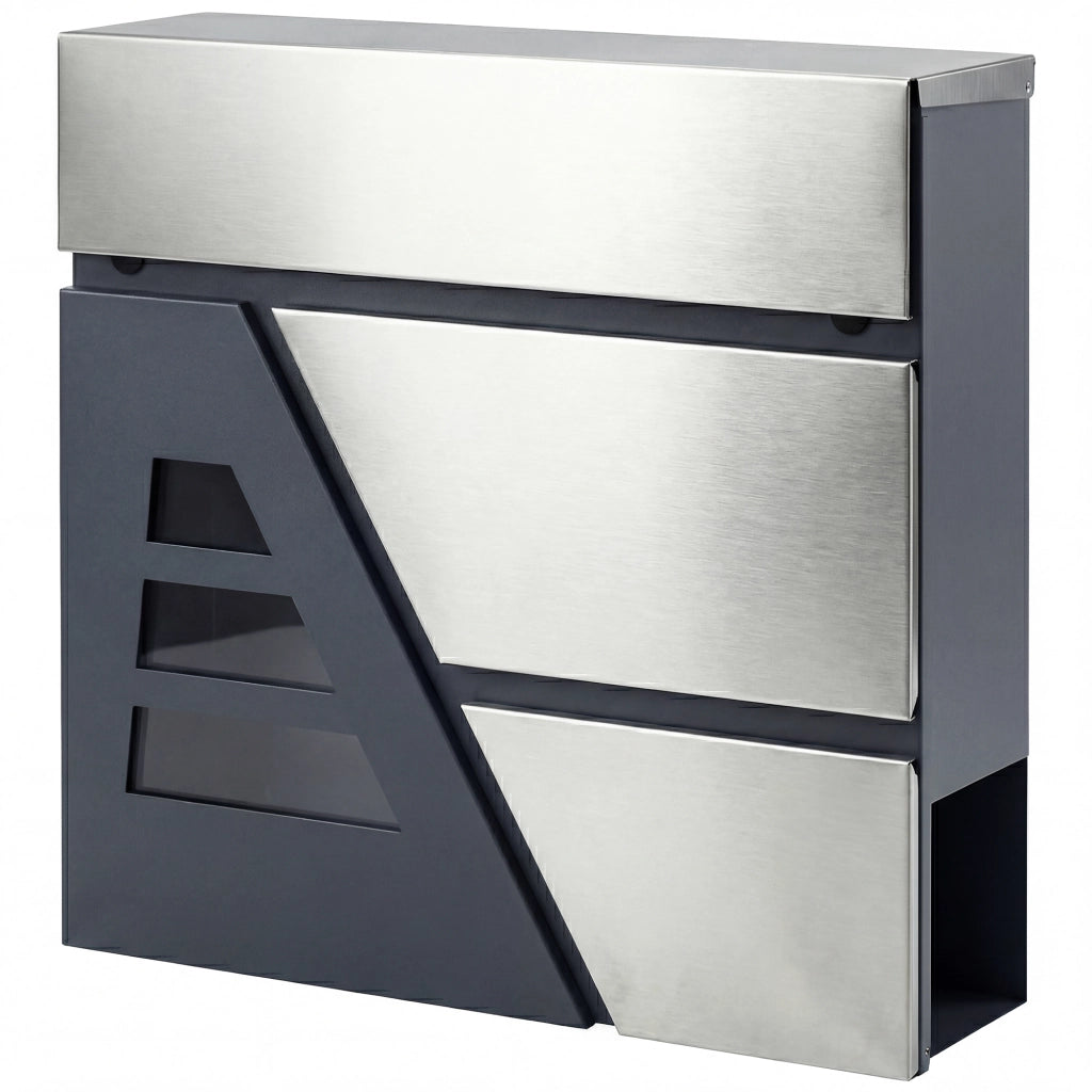 Buzon esterno in acciaio inox ¨C zephmum ¨C grigio scuro 13 L