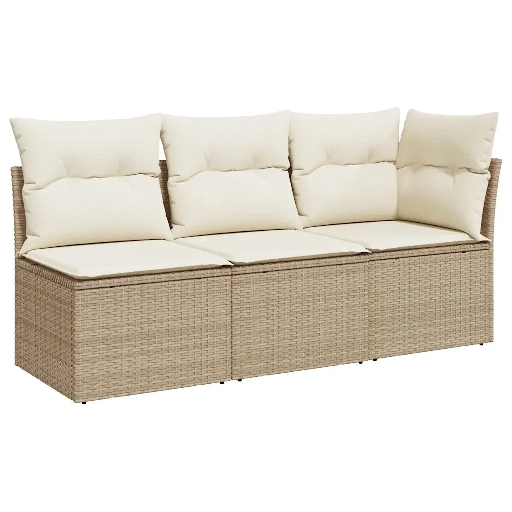 Divano da Giardino con Cuscini a 3 Posti-Sofa da giardino Beige in Polyrattan 828769