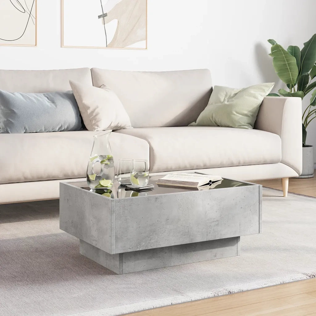 Tavolino Salotto con LED Grigio Cemento 70x50x30 cm Multistrato 847514