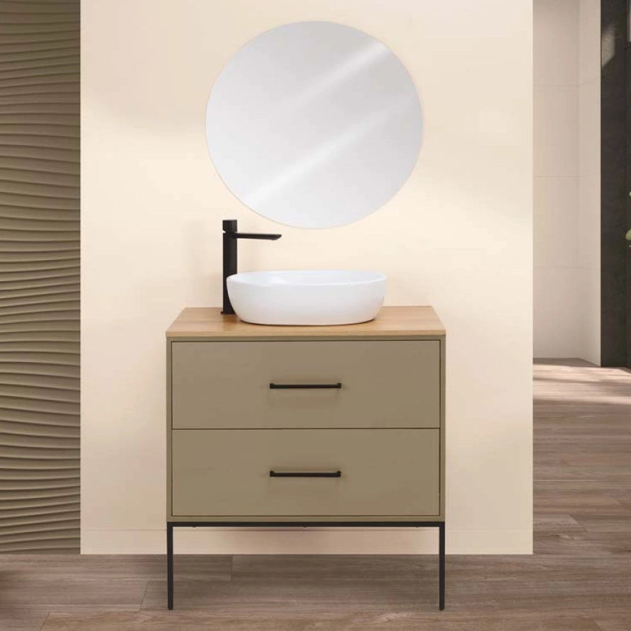 MOBILE BAGNO VENUS 80CM TORTORA CON LAVABO E SPECCHIO