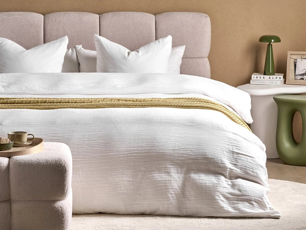 Set copripiumino e federa in mussola di cotone bianco sporco 220 x 240 cm per camera da letto moderna