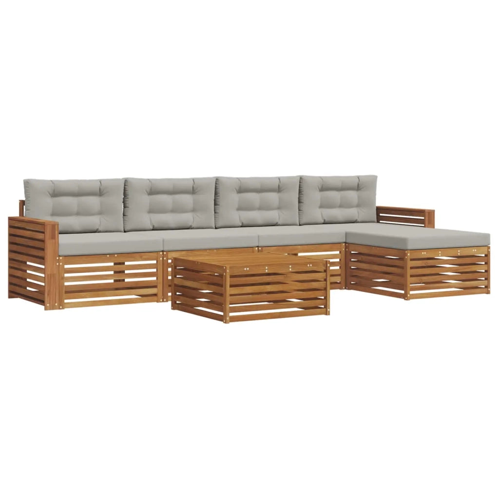 Set di divani da esterno 6 pcs Grigio Naturale e Chiaro