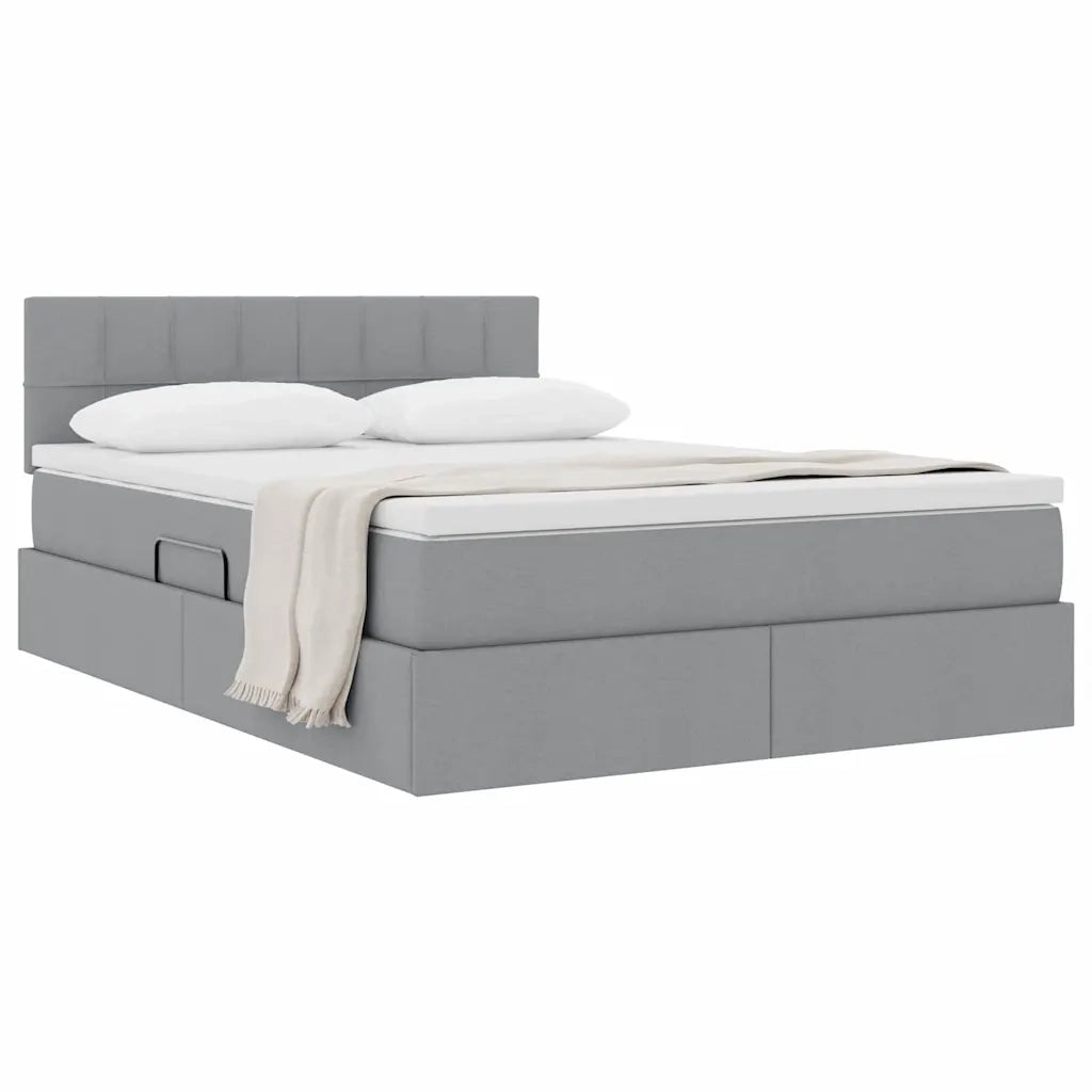 Letto con contenitore e materasso Grigio chiaro 140 x 200 cm